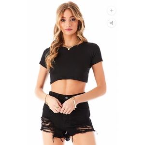 LF Black Cropped Tee